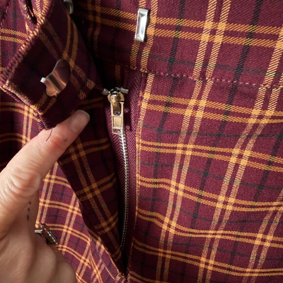 Forever 21 Plaid Flare Pants/Trousers - Maroon & Gold Check - Size XS - Picture 4 of 6